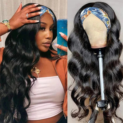 180% Density Body Wave Headband Wig — Brazilian Remy Human Hair, Ready-to-Wear