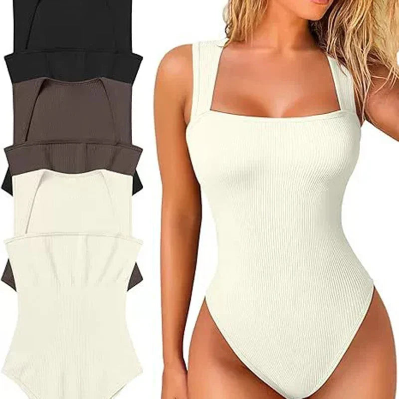 EOTVOTEE Women’s Sleeveless Square Collar Bodysuit – Chic Spring/Summer 2025 Fashion, Comfortable Fit