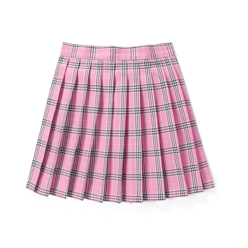 Women’s High Waist A-Line Skirt – Summer Harajuku Style Black Mini Pleated School Girl Uniform