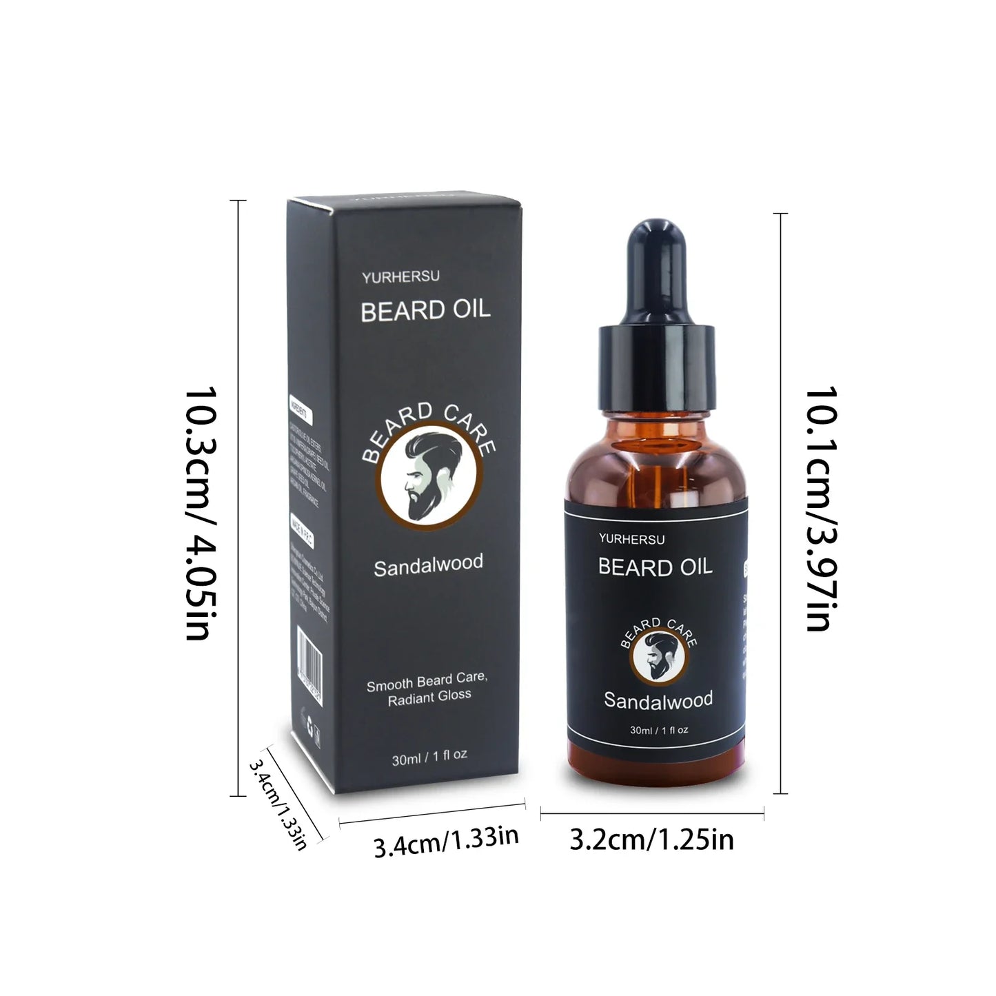 YURHERSU 30ml Beard Growth Oil for Men – Thickening, Softening & Nourishing Facial Hair Care Serum for Smooth, Healthy Beard Growth