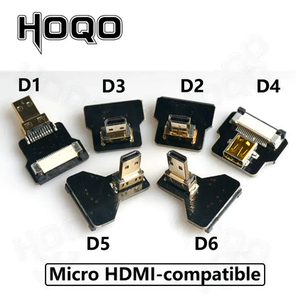 Ribbon FPV HDMI-Compatible Connector – Flexible Flat Cable for Raspberry Pi 4, Micro HDMI to HDMI/Mini HDMI Female 90° FFC 20pin