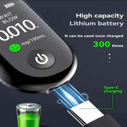 New Mini USB Rechargeable Alcohol Breathalyzer – Professional Alcoholometer with Large Battery Capacity