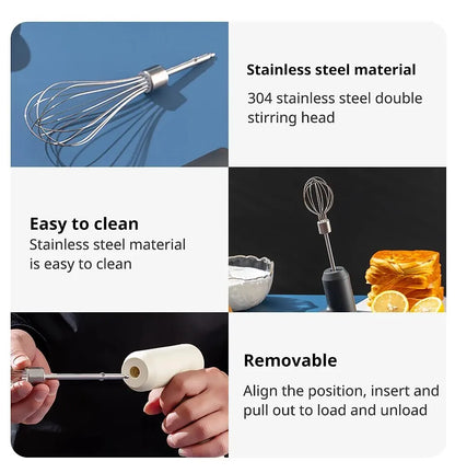 Wireless Electric Handheld Mixer – 3-Speed Portable Egg Beater for Baking, Dough & Cream