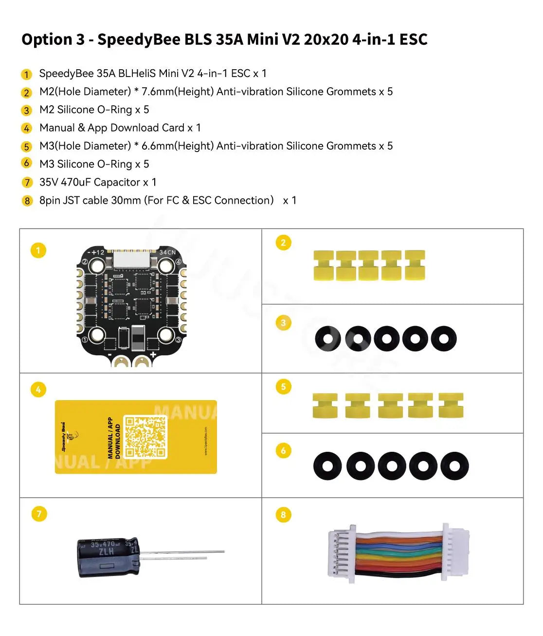 SpeedyBee F405 Mini 20x20 Stack — BLS 35A Flight Controller + BLS 35A Mini V2 4-in-1 ESC for FPV Racing Drones