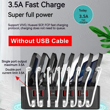 150W Universal Multi USB Fast Charger – 16-Port 3.5A Max Charging Station Stand for iPad, iPhone 14/13, Samsung S22, Xiaomi Tablet