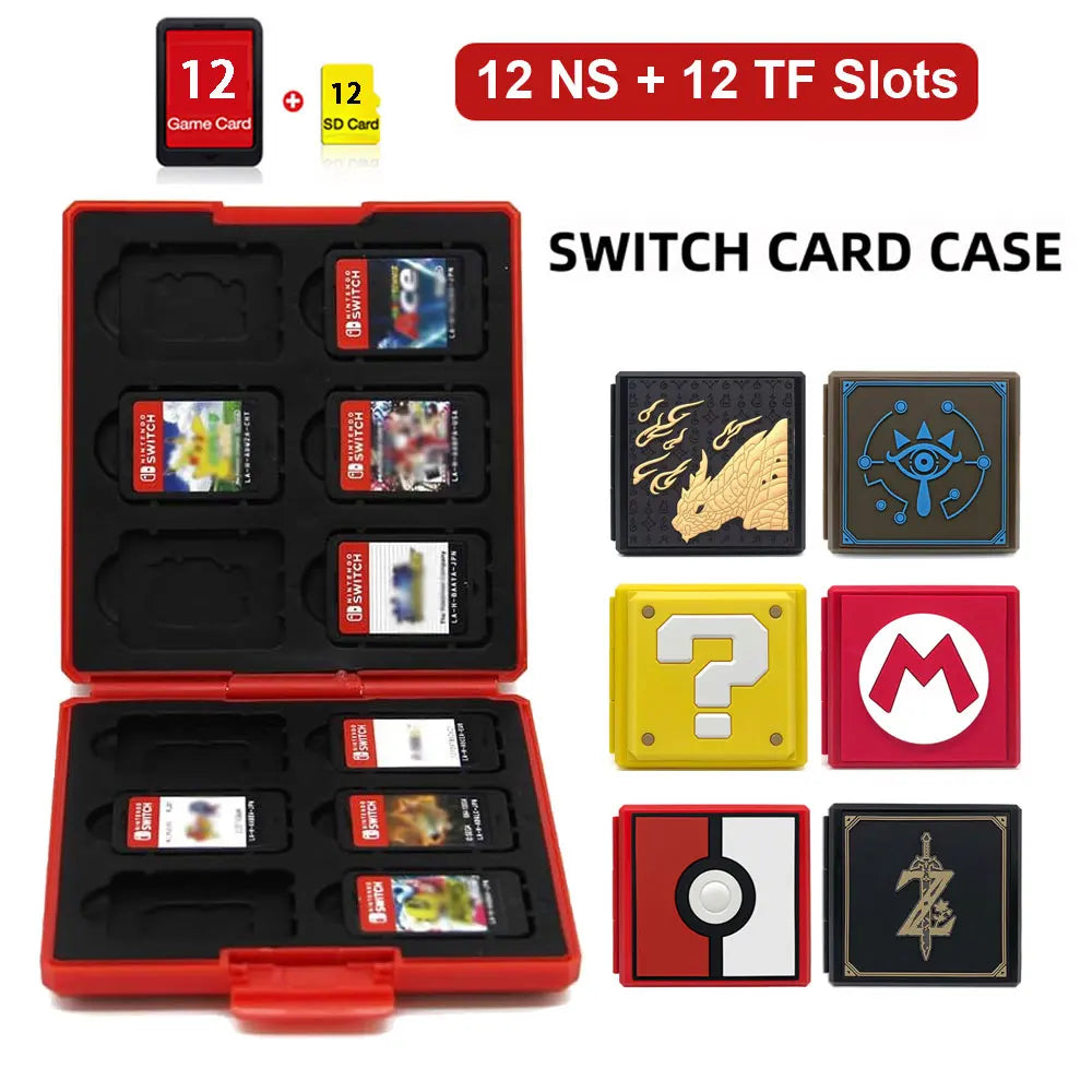 12-in-1 Hard Game Card Storage Case for Switch OLED – Cartridge & Micro SD Memory Card Holder for NS Games
