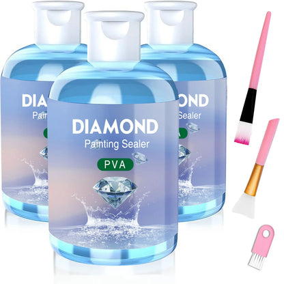 Diamond Painting Sealer Glue Kit - 120ML Puzzle Glue with 3 Brushes and Accessories