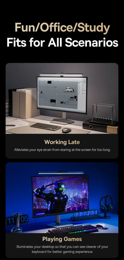 Baseus Magnetic USB Computer Screen Light – Hanging LED Desk Lamp for Monitor, Laptop, and Reading