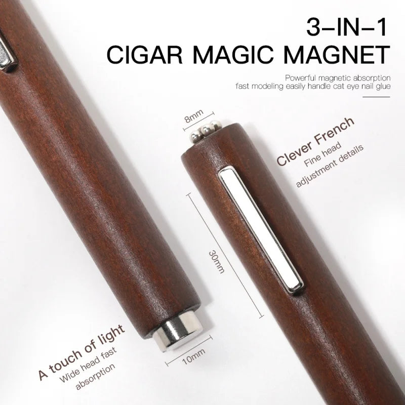 Strong 3-in-1 Magnetic Stick for Cat Eye Gel Polish – Nail Magnet Pen for Glitter Effect Manicure Design