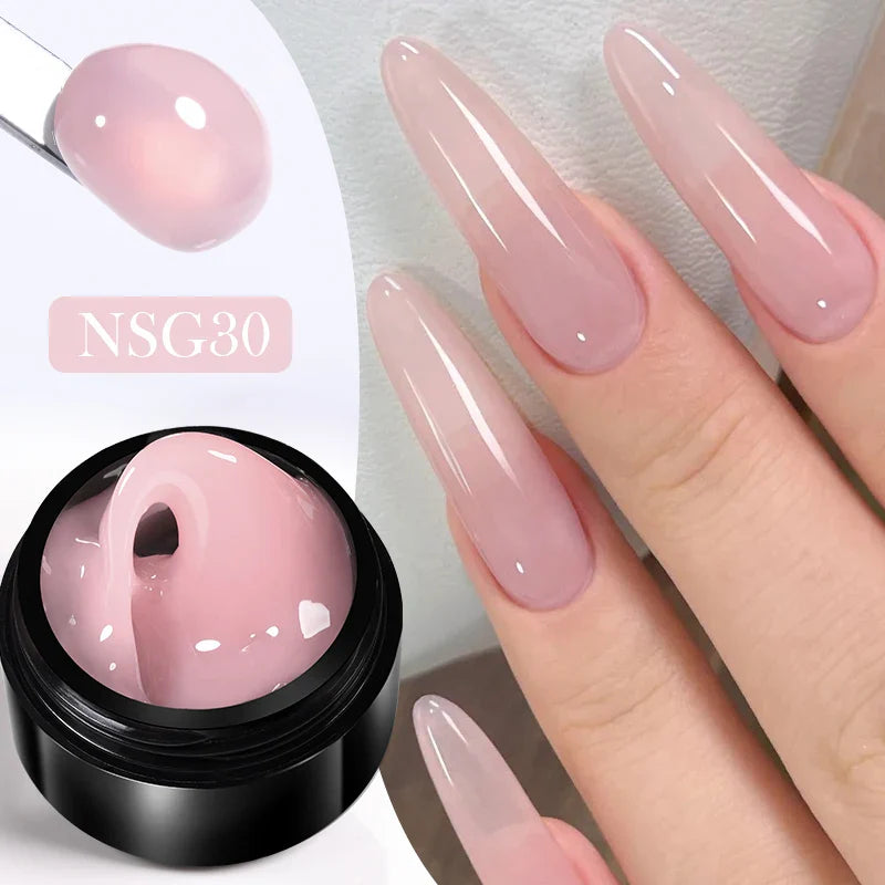 BORN PRETTY 15ml Clear Non-Stick Hand Extension Gel - 3D Shaping Nail Art, Milky Jelly Hard Gel for Fake Nails