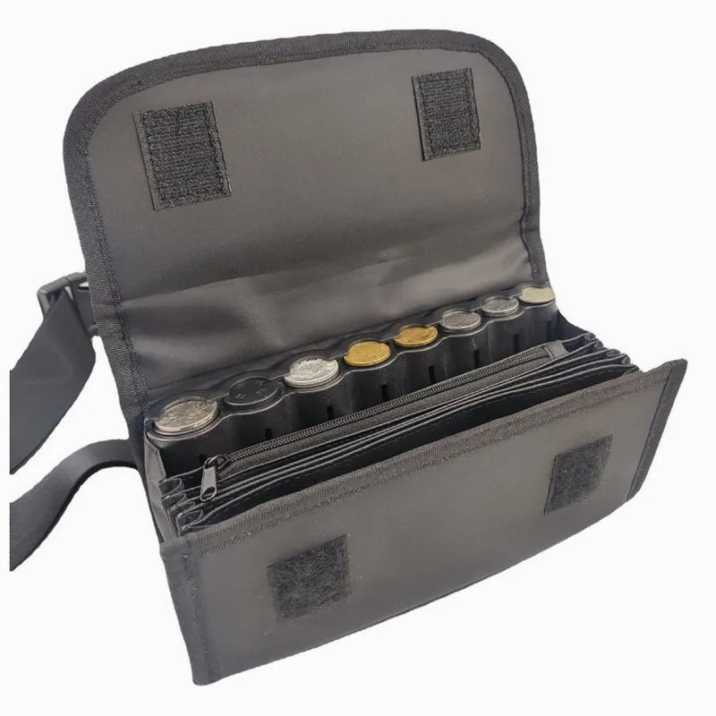 Multi-Pocket Driver Waiter's Purse - Waist Wallet with 8 Slot Euro Coin Dispenser, Coin Holder Sorter, Fanny Pack for Cash & Receipts