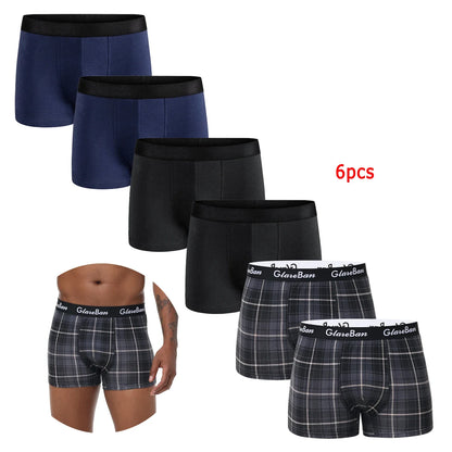 6-Pack Men’s Black Boxer Shorts – Soft Breathable Cotton Underwear Set, Comfortable Everyday Male Boxers Briefs 2024 Style