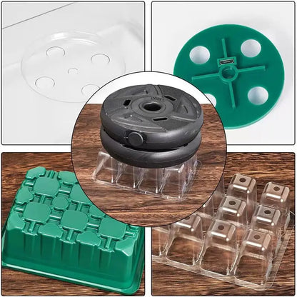 Plant Seed Starter Trays with Grow Light – 12 Hole Nursery Pots and Planter for Home Greenhouse Growing
