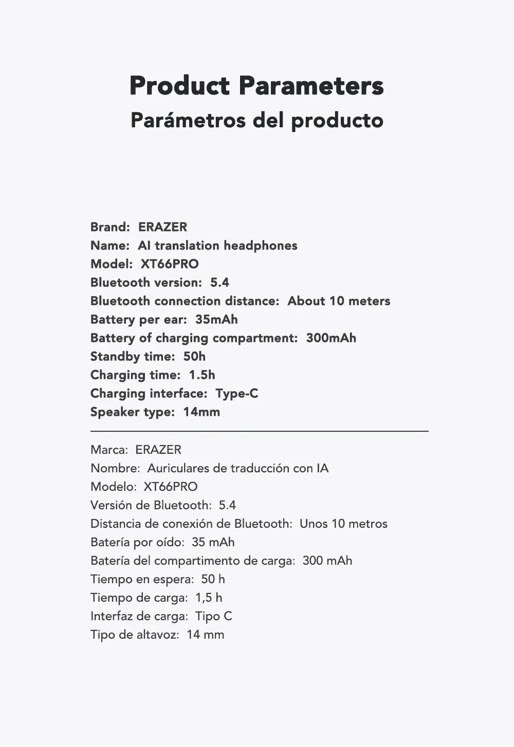 ERAZER XT66PRO Bluetooth Earphones – ASMR Headsets, DIY App, AI Translator, Wireless Earbuds with 13-Hour Battery Life & Display