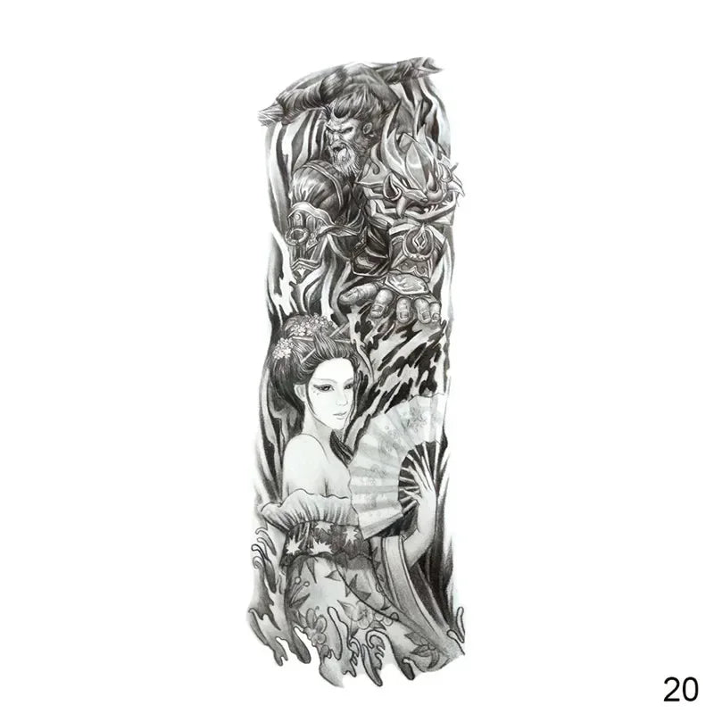 16 Designs Full Arm Temporary Tattoo Sleeves - Waterproof Body Art Stickers for Men & Women Fashion Style