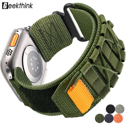Wrist Strap for Apple Watch Ultra 2 and Series 9/8/7/6/SE/5/4 – Nylon Tactical Sports Band for iWatch, Compatible with 38-49mm Sizes