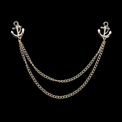 Fashion Gentleman Tassel Brooch – Men’s Suit & Shirt Lapel Pin with Chain, Pearl & Star for Wedding or Party