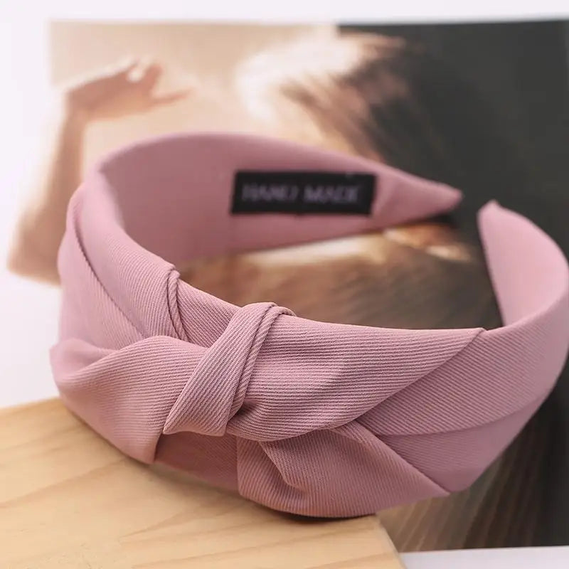 New Fashion Knotted Headbands for Women – Solid Color Cloth Hair Bands, Wide Soft Hair Hoop, Hair Accessories for Girls