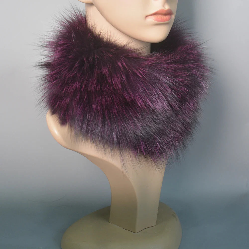 2025 Real Fox Fur Scarf and Headband – Luxury Winter Neck Warmer for Women, 100% Natural Fur, Elastic Ring Muffler