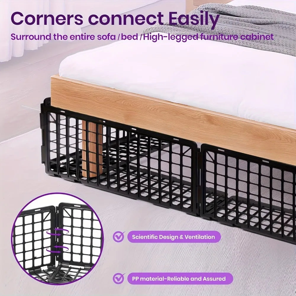 Under Couch Pet Blockers - 12-Piece Adjustable Furniture Barriers for Dogs & Cats