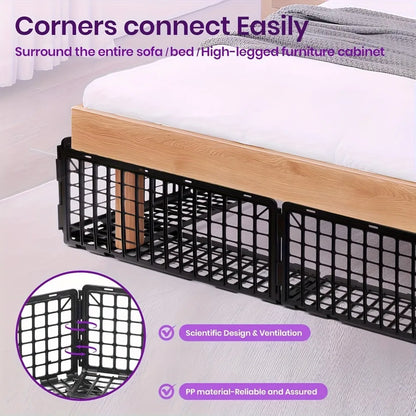 Under Couch Pet Blockers - 12-Piece Adjustable Furniture Barriers for Dogs & Cats