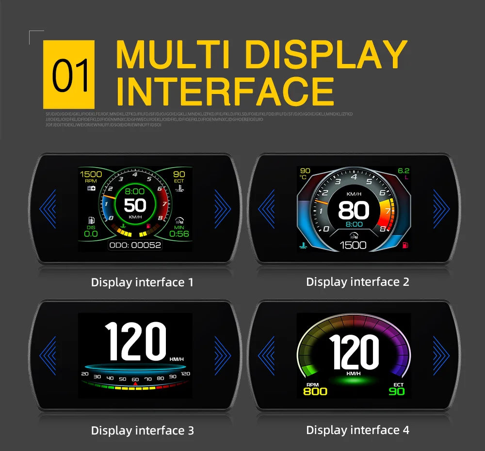 P12 Car OBD2 Head-Up Display — Dual System HUD, Smart Digital Meter for Speed, Fuel, Fault Codes & Driving Data