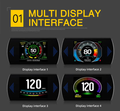 P12 Car OBD2 Head-Up Display — Dual System HUD, Smart Digital Meter for Speed, Fuel, Fault Codes & Driving Data