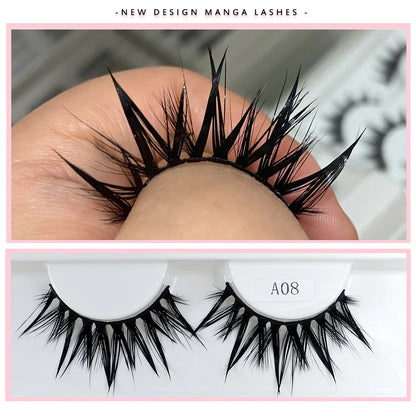 RED SIREN Wet Manga Lashes – Long, Thick Natural Fake Eyelashes for Korean Makeup Fashion