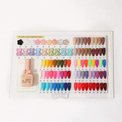 JR 9pcs Gel Nail Polish Set 15ml – Red, Pink, Nude UV LED Soak-Off Kit with Top & Base Coat for DIY Manicure & Gifts