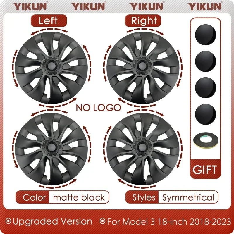 4PCS Hub Cap Wheel Covers – Performance Replacement Full Rim Accessories for Tesla Model 3 18-Inch (2018-2023)