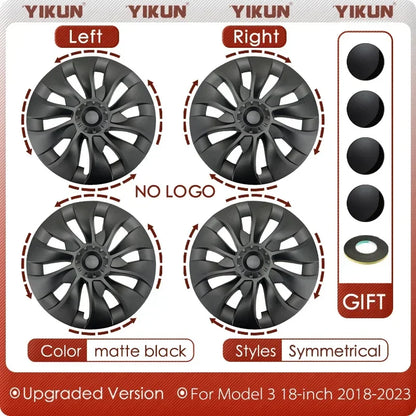 4PCS Hub Cap Wheel Covers – Performance Replacement Full Rim Accessories for Tesla Model 3 18-Inch (2018-2023)