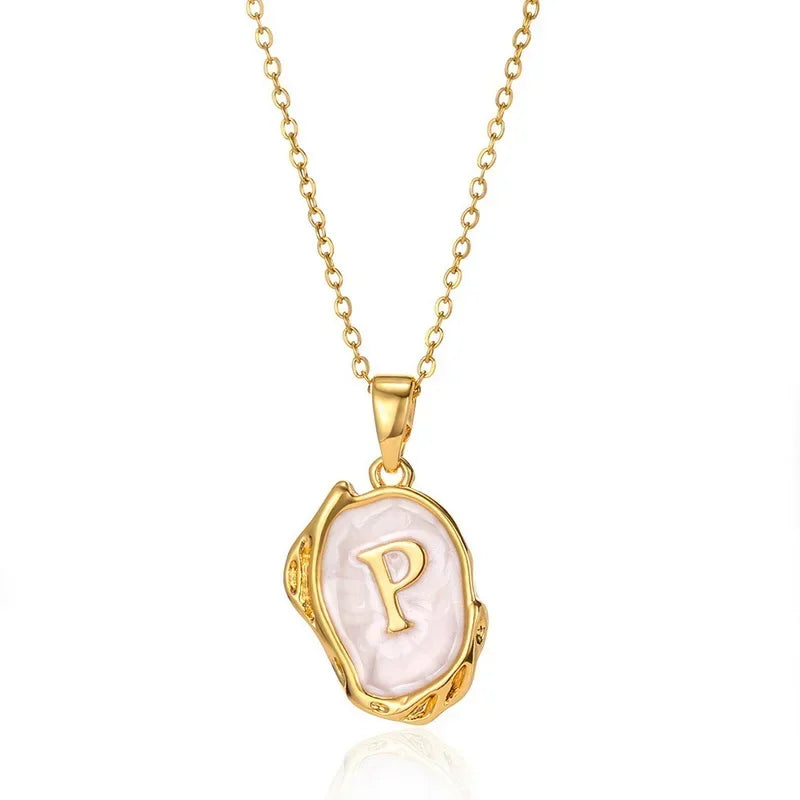 Y2K Stainless Steel Drip Oil Alphabet Necklace – A-Z Initials Pendant for Women & Men, Aesthetic Jewelry Gift