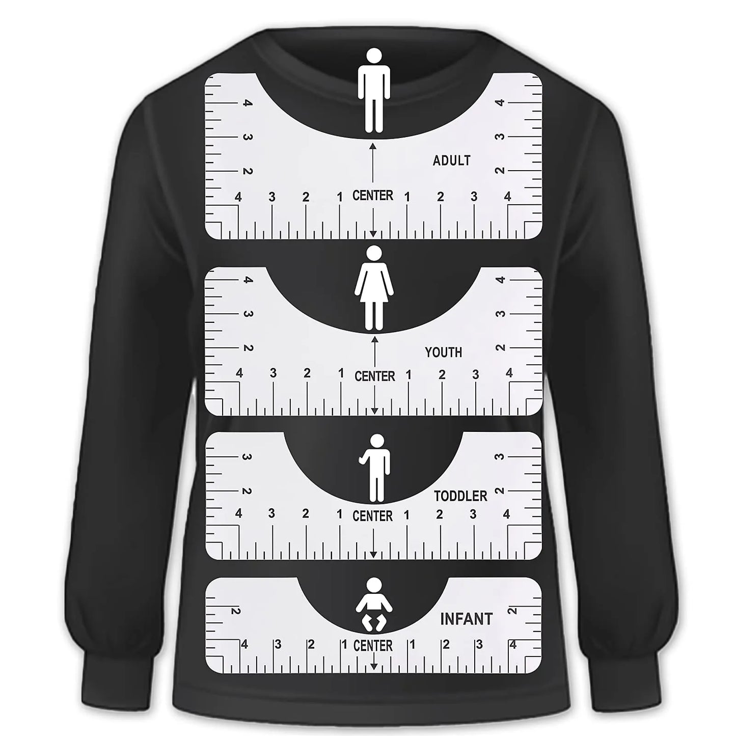 4 Pcs Transparent Acrylic T-Shirt Alignment Ruler: Graphics Guide for Front and Back Measurement in Sewing