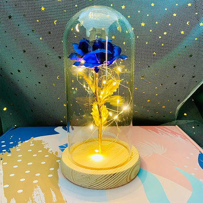LED Eternal Rose Gift - 24K Gold Foil Flower with Glass Dome Light for Valentine’s Day, Wedding & Special Occasions