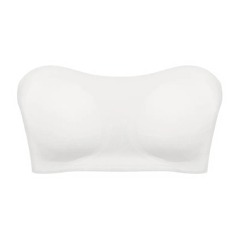 Women’s Strapless Push Up Bra – Seamless Ice Silk Removable Padded Invisible Anti-Slip Beauty Back Off Shoulder Bralette