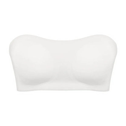 Women’s Strapless Push Up Bra – Seamless Ice Silk Removable Padded Invisible Anti-Slip Beauty Back Off Shoulder Bralette