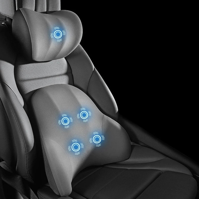 Car Electric Lumbar & Neck Massage Cushion | Single Headrest Vibration Pillow for Seat Support