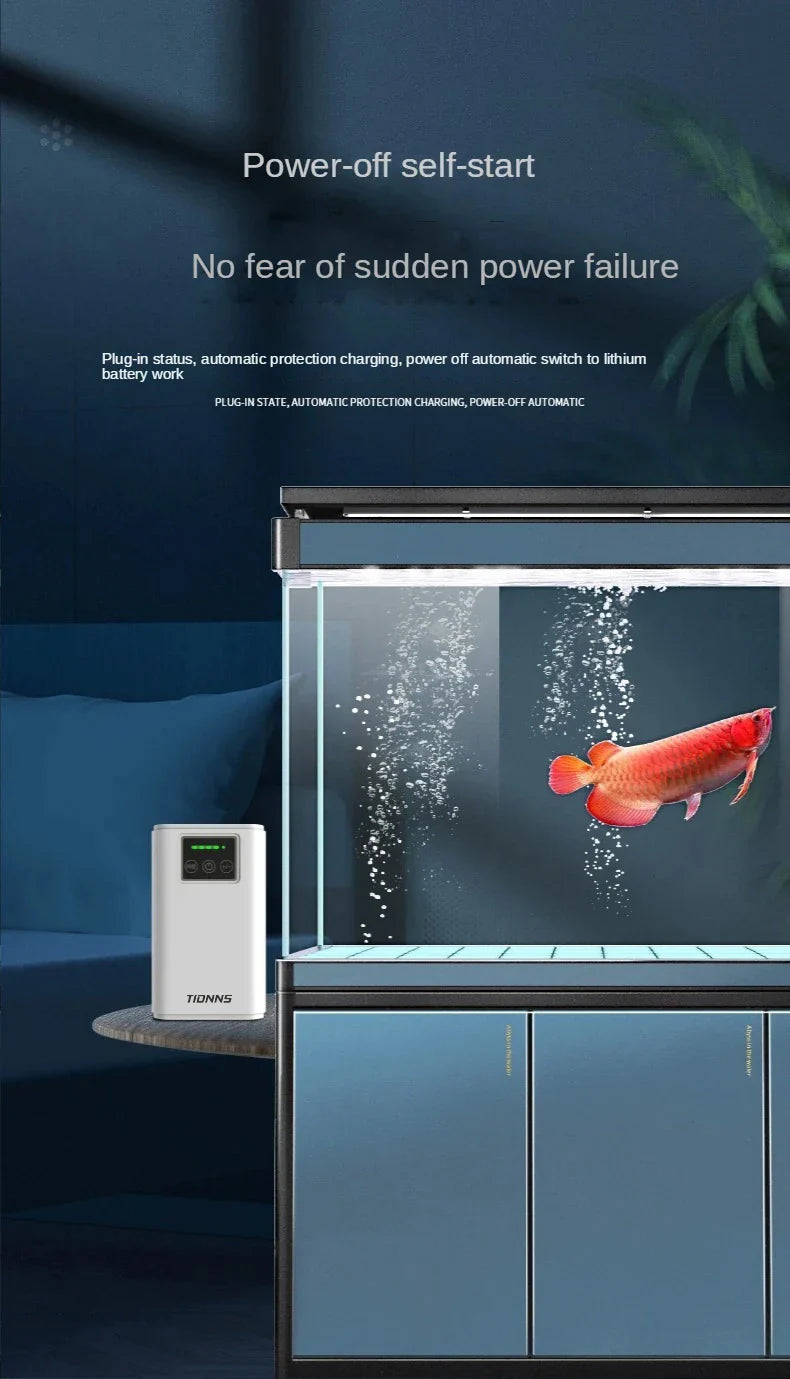 Aquarium Fish Tank Oxygen Pump – Dual-Purpose USB Rechargeable Air Pump with 6000mAh Lithium Battery, Portable & Mute