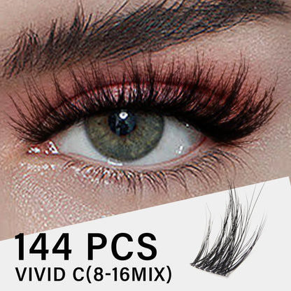 Individual Cluster Lashes C Curl – 3D Wispy DIY Extensions, 0.1mm Thin Band, Reusable & Natural