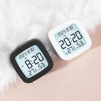 LED Alarm Clock with Backlight - Battery Operated, LCD Display with Temperature and Humidity Monitor for Home, Office, School Decor