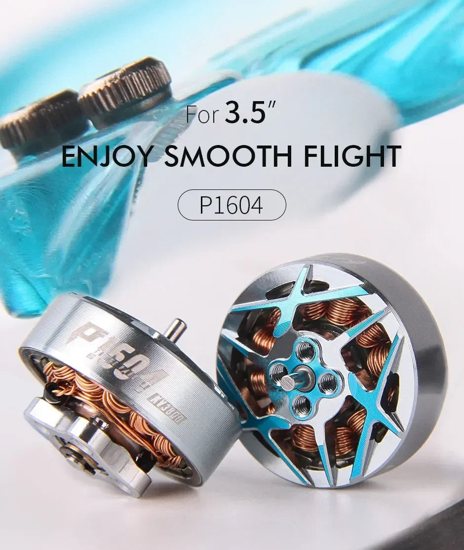 T-Motor P1604 FPV Brushless Motor — KV2850 6S / KV3800 4S, 2mm Shaft for 3.5-Inch Freestyle Sub-250g Racing Drone