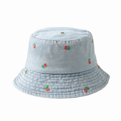 Embroidered Denim Bucket Hat – Summer Beach Fisherman Sun Hat for Men & Women | Cute Travel Cotton Sun Protection Cap, Wholesale Style