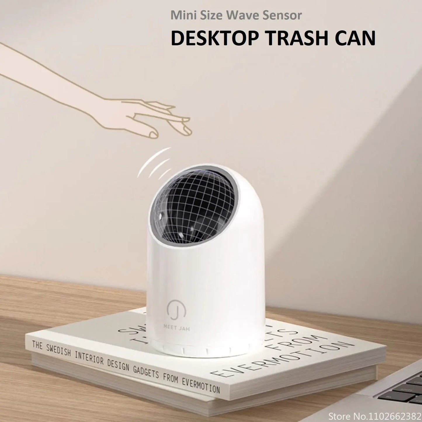 Mini Wave Sensor Trash Can – Cute, Intelligent Induction Desktop Waste Bin for Living Room, Bathroom, Office Desk