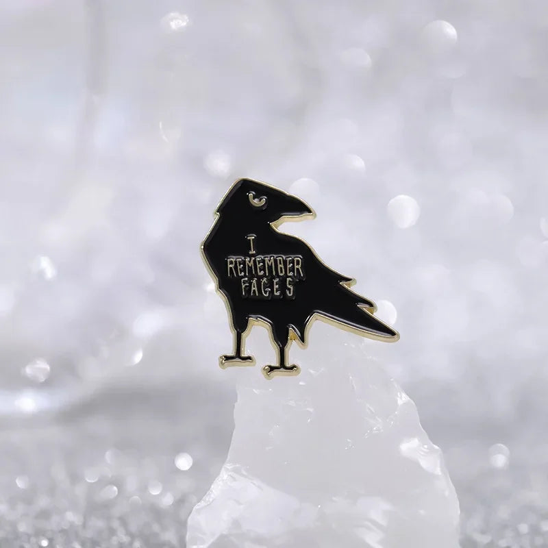 Black Raven Alloy Enamel Pin – Animal Metal Brooch for Clothes, Lapel & Accessories
