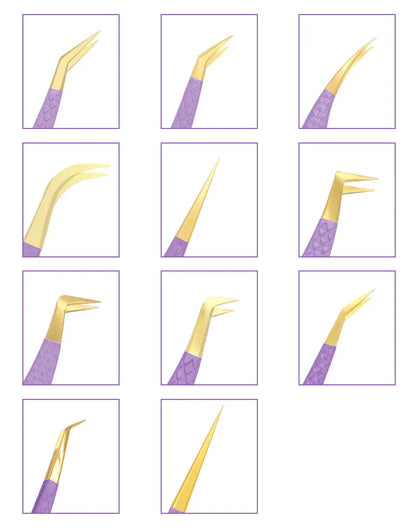 AILEISHI Eyelash Tweezers — Stainless Steel High Precision Anti-Static Extension Tool