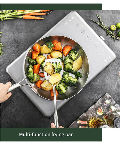 304 Stainless Steel Non-Stick Frying Pan - Uncoated Steak Cookware for Gas Stove and Induction Cooker