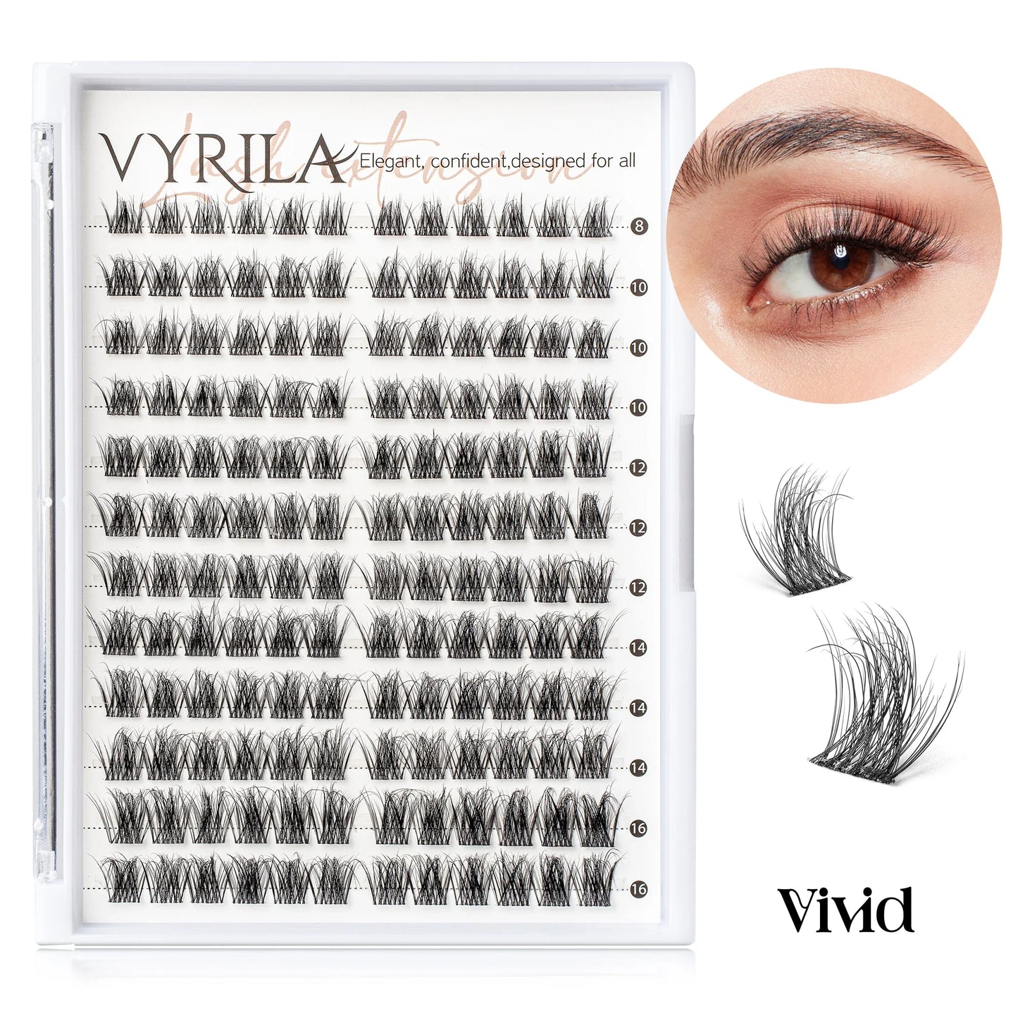 Individual Cluster Lashes C Curl – 3D Wispy DIY Extensions, 0.1mm Thin Band, Reusable & Natural