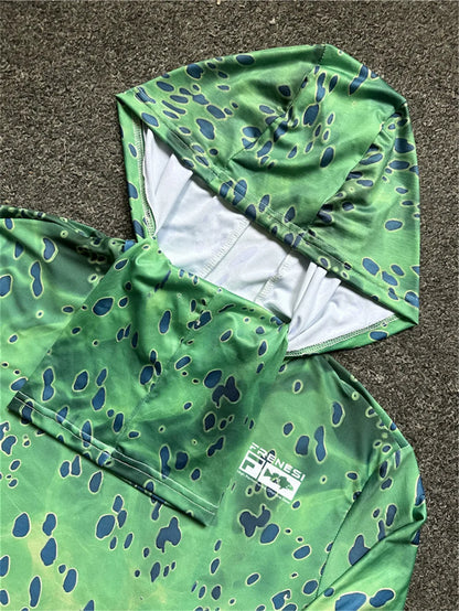 Men's Fishing Shirt with Sun Protection – All in One Hoodie Mask, UPF 50+ T-Shirt for Hunting, Camping & Angling