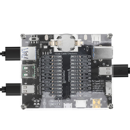 USB Cable Tester – Type-C, Type-B, Micro Short Circuit and Data Anomaly Detection Test Board for iOS & Android