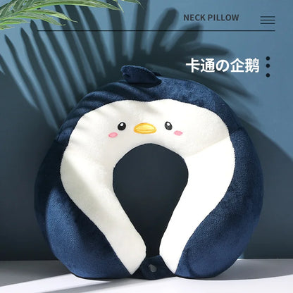 New Hump Cartoon U-shaped Pillow - Pp Cotton Crystal Velvet Embroidery U-shaped Pillow - Car Neck Pillow - Office Nap Neck Pillow